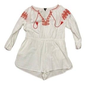 J.CREW Embroidered White Romper Woman's Size XL